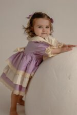Arazretrobaby Lila İspanyol Model Nakışlı Kız Çocuk Elbisesi - Görsel 4
