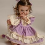 Arazretrobaby Lila İspanyol Model Nakışlı Kız Çocuk Elbisesi