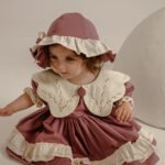 Arazretrobaby leylak Nakışlı Kız Çocuk Elbisesi