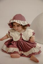 Arazretrobaby leylak Nakışlı Kız Çocuk Elbisesi
