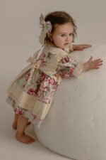 Çiçekli Vintage Dantel Yakalı Kız Bebek Elbisesi - Görsel 6