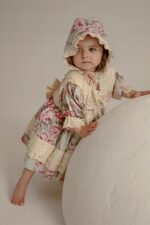 Çiçekli Vintage Dantel Yakalı Kız Bebek Elbisesi - Görsel 5