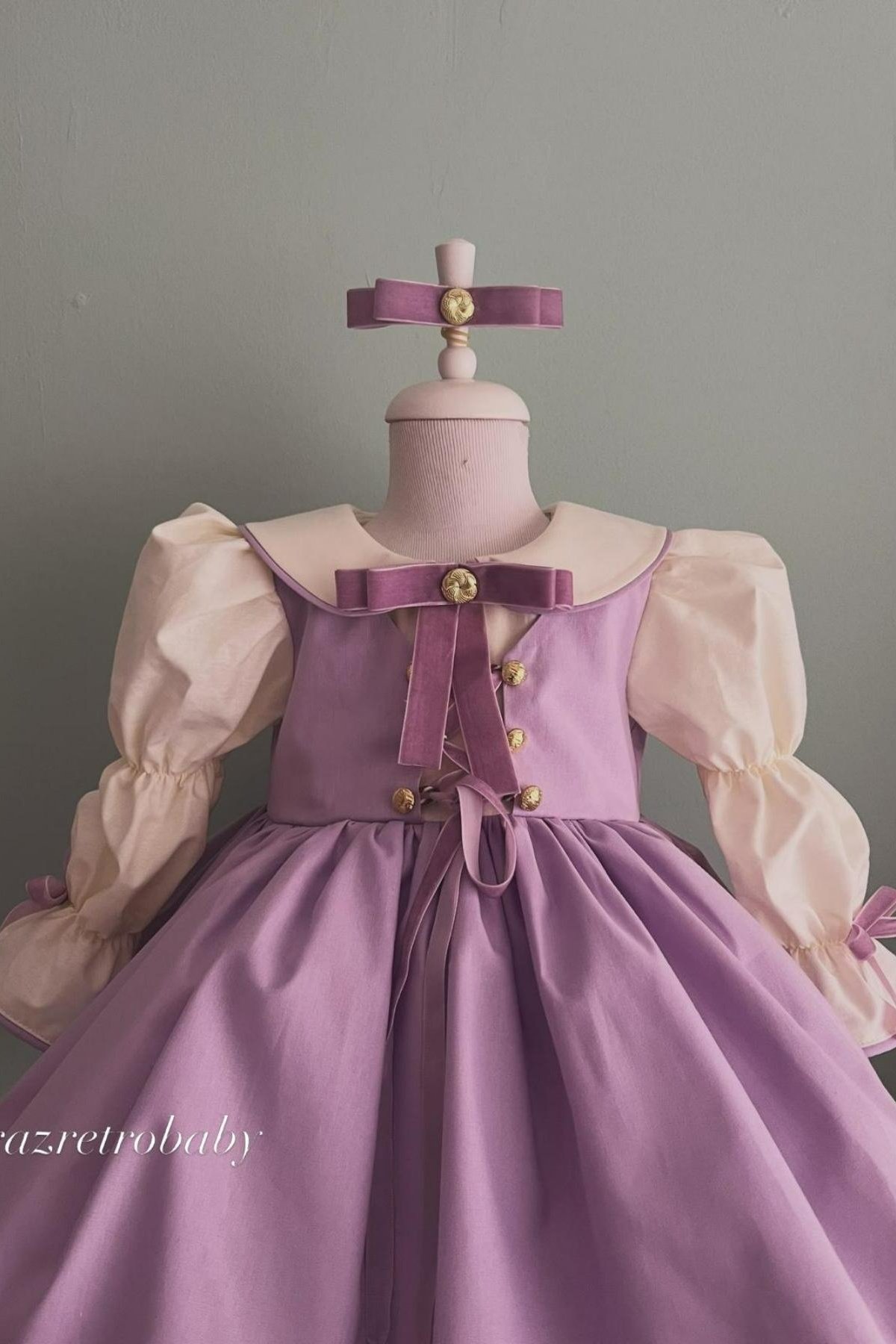 5853754e-f193-4f55-9309-b225c20c69fe Arazretrobaby Lila Gepiyerli Kız Çocuk Elbisesi Doğum Günü ve Bebek Dönem Elbisesi - Görsel 1