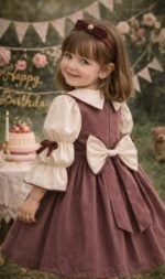 Arazretrobaby Gül Kurusu Gepiyerli Kız Çocuk Elbisesi - Görsel 3