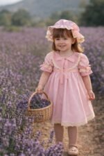 Arazretrobaby Pembe Çizgili Lora Kız Çocuk Elbisesi