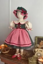 Retro Bavyera Esintili Pötikareli Özel Dikim Kız Çocuk Elbise Seti - Görsel 6