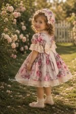 Arazretrobaby Çiçekli Dönem Kız Bebek Elbise Seti - Görsel 6
