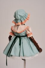 Arazretrobaby Pötikare Önlüklü Kadife Şeritli Nil Yeşili Retro Kız Bebek Elbisesi - Görsel 5
