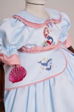 Arazretrobaby Deniz Kızı Nakışlı İnci Detaylı Retro Kız Bebek Elbisesi - Görsel 5