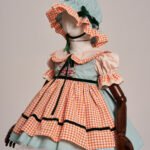 Arazretrobaby Pötikare Önlüklü Kadife Şeritli Nil Yeşili Retro Kız Bebek Elbisesi