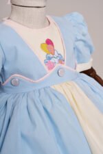 Arazretrobaby Bebe Mavisi Balon Nakış İşlemeli Kız Çocuk Elbisesi - Görsel 3