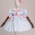 Arazretrobaby Deniz Kızı Nakışlı İnci Detaylı Retro Kız Bebek Elbisesi