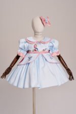 Arazretrobaby Deniz Kızı Nakışlı İnci Detaylı Retro Kız Bebek Elbisesi