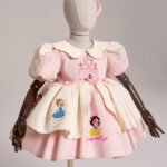 Arazretrobaby Disney Prensesleri Şato Nakışlı Retro Kız Bebek Elbisesi